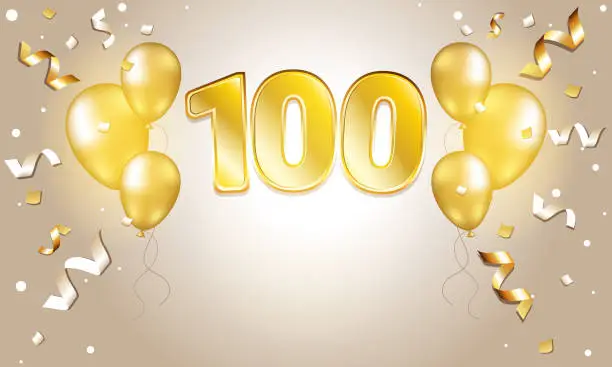 Vector illustration of 100 is the golden number.