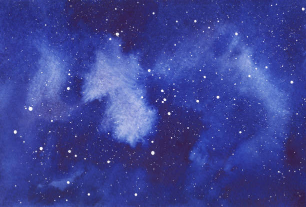 istock Night starry sky, watercolor illustration, hand-drawn. Abstract dark blue background with gradient. 2089064523