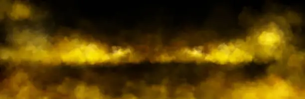 Vector illustration of Cloud of yellow smoke on black background