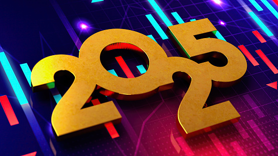 2025 on Financial Chart. 3D Render
