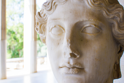 Nike Goddess Victory statue, Stoa of Attalos, Agora, Athens, Greece. Statue 138-161 AD