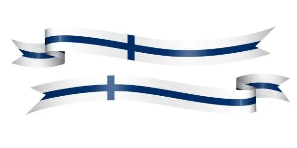 Vector illustration of set of flag ribbon with colors of Finland for independence day celebration decoration