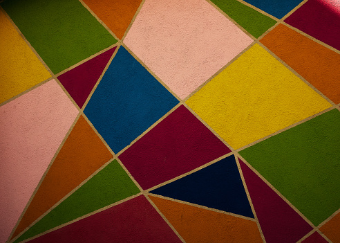 A pattern formed by the multicolour bicycle chain, full frame