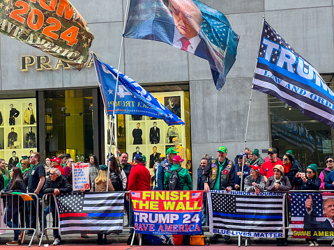 Dozens of Trump supporters showed up to the annual St. Patricks Day Parade along Fifth Avenue in New York City.