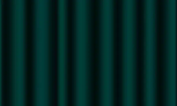 Vector illustration of Curtain emerald vector background with folds and bends