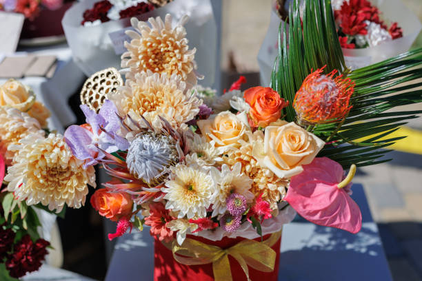 istock Rustic vase with a beautiful bouquet of exotic flowers. 2089233771