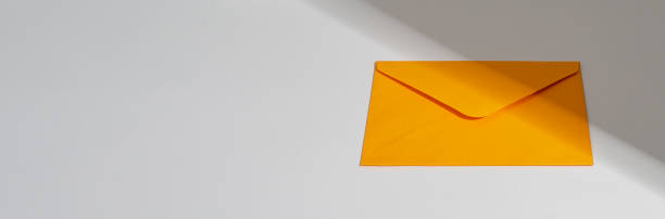 istock Orange envelope, paper letter, mail, post. Banner background, copy space for text 2089277703
