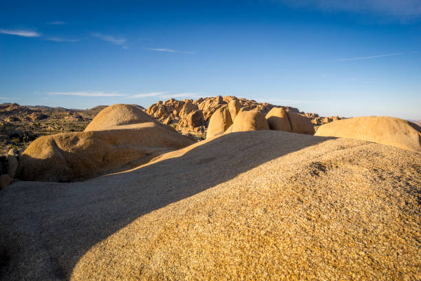 Rock formations and boulders in Joshua Tree National Park, California.
