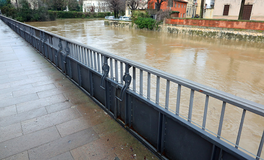 sturdy metal bulkhead to raise the level of the river bank during the flood to avoid flooding