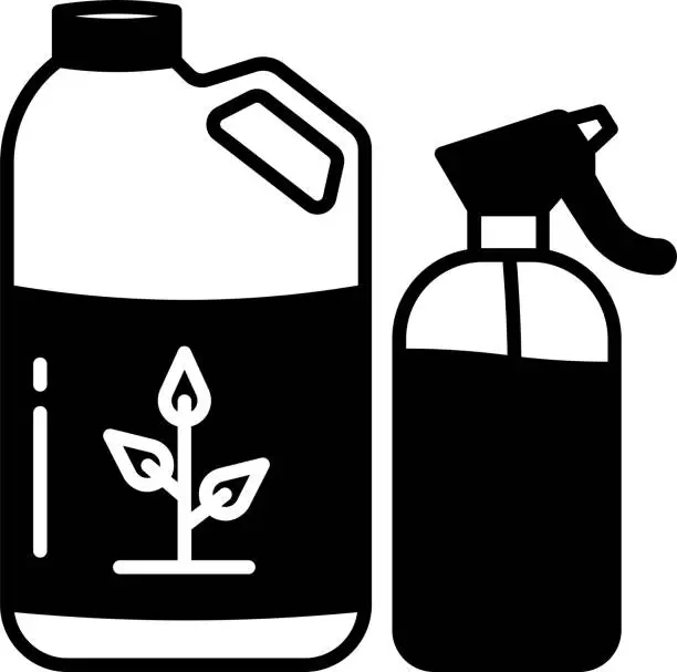 Vector illustration of liquid fertilizer glyph and line vector illustration