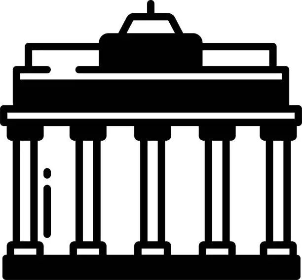 Vector illustration of Brandenburg gate glyph and line vector illustration