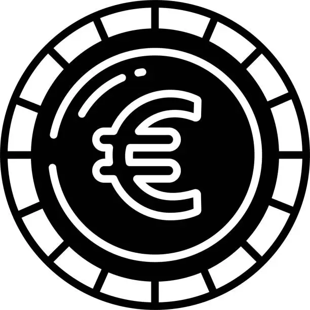 Vector illustration of euro coin glyph and line vector illustration