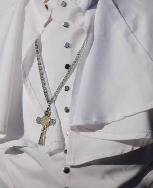 istock White religious cassock worn by the pontiff during ceremonies with the crucifix 2089390398