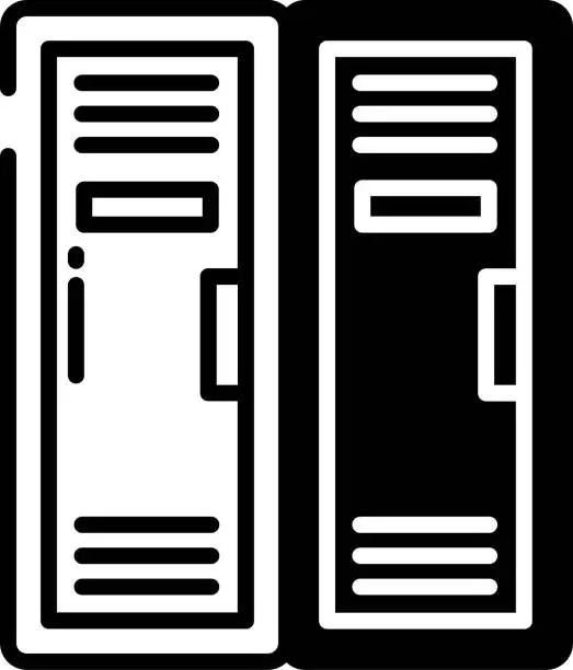 Vector illustration of Lockers glyph and line vector illustration