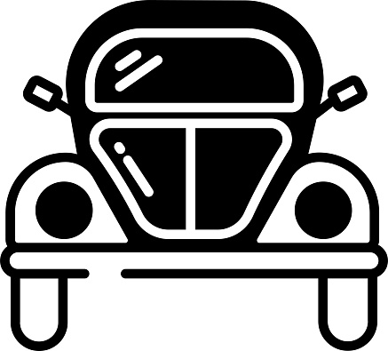 Volkswagen car glyph and line vector illustration