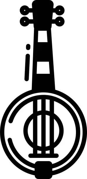 Vector illustration of banjo glyph and line vector illustration