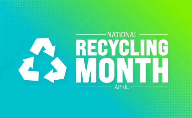 Vector illustration of April is National Recycling Month background template. Holiday concept. use to background, banner, placard, card, and poster design template with text inscription and standard color. vector