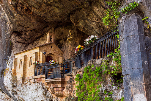 Chapel in the Holy Cave of Covadonga, which worships the Virgin Mary, Cangas de Onis.
