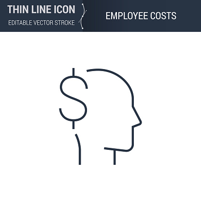 Cost-Efficient Employee Icon - Thin Line Business Symbol. Ideal for Web Design. Quality Outline Vector Concept. Premium, Simple, Elegant Logo.