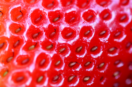 a closeup view of a strawberry