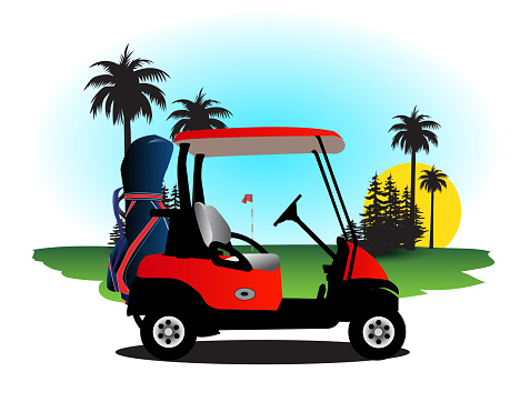 Golf sports view vector illustration for tournament advertising.