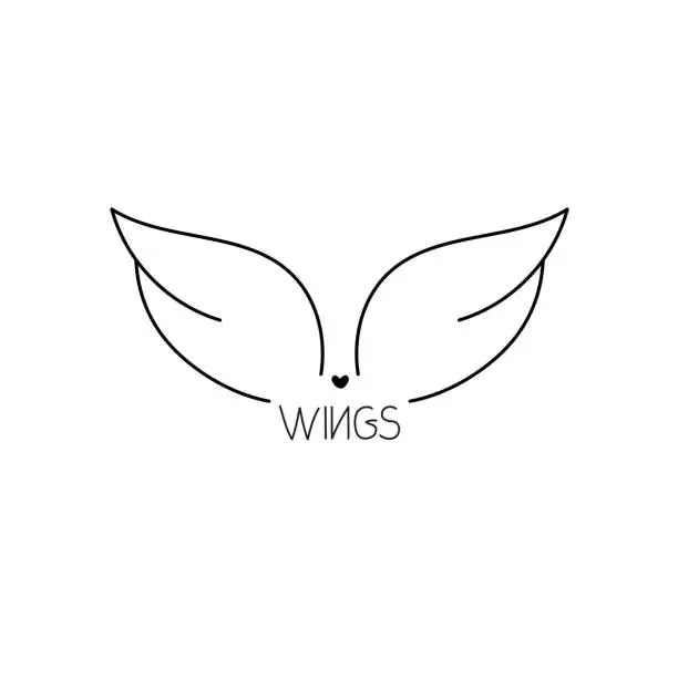 Vector illustration of Vector wings in flat linear style. Graphic Illustration Template, element for design and print