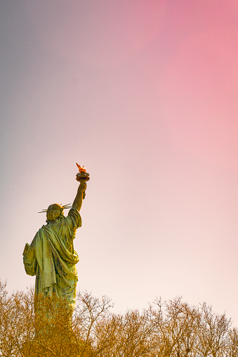 USA collage - Statue of Liberty, New York, United States Flag