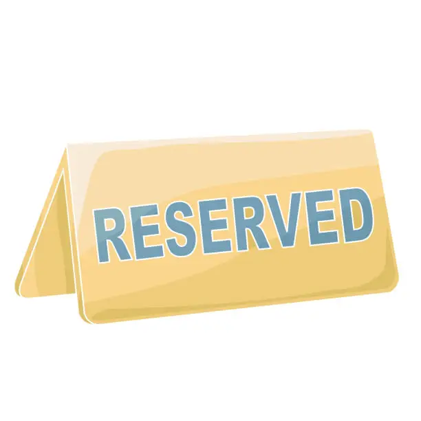 Vector illustration of gold Restaurant Reserved Table Sign