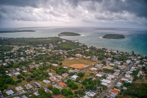 Aerial View of Esperanza, Puerto Rico known for its glowing bay