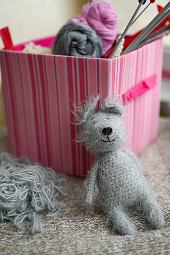 Handmade crocheted teddy bear.