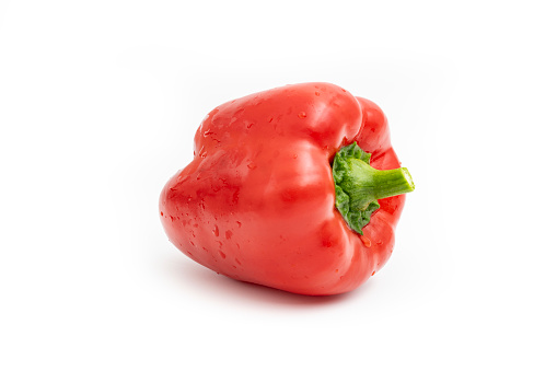 Red bell pepper isolated on white background with clipping path.