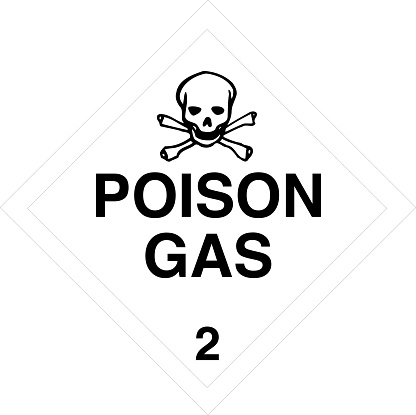 Toxic gas sign. Dangerous goods placards class 2. Black on white.. classes of dangerous goods