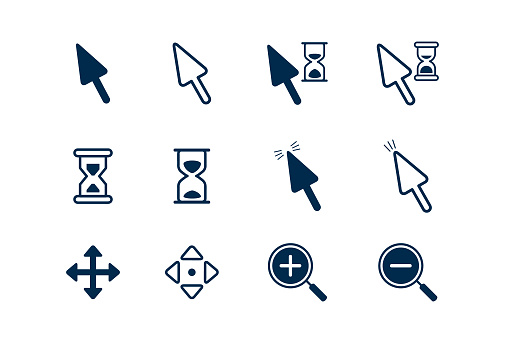 Collection Of Computer Mouse Cursors Vector Illustration Cursor Icons ...