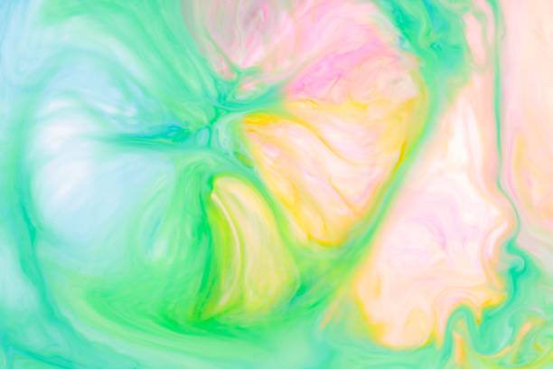 Abstract Fluid Art Background with Swirling Pastel Colors, Liquid Marble