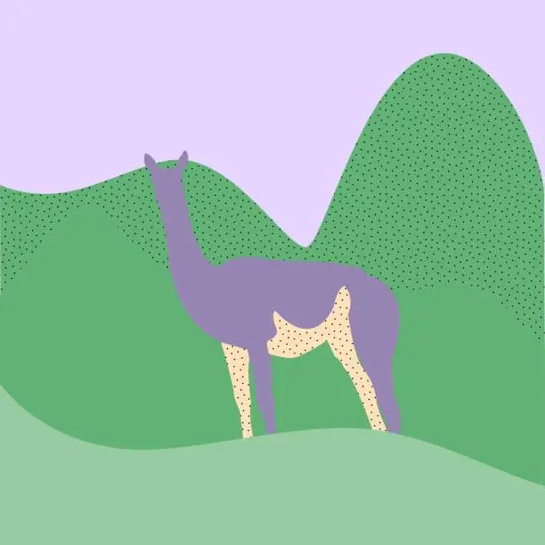 Vector illustration of Silhouette of a guanaco
