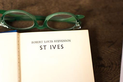 Open Book, Title Page: St Ives, RL Stevenson