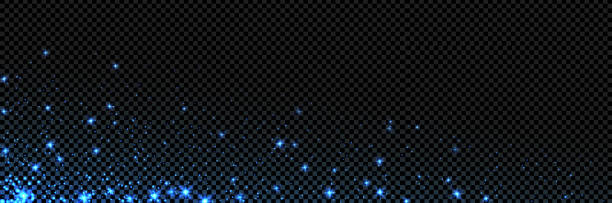 ilustrações, clipart, desenhos animados e ícones de efeito de brilho de luz azul com vagalume mágico. ilustração vetorial com poeira de flare e estrelas. plano de fundo do efeito de sobreposição. brilho transparente - computer bug flash