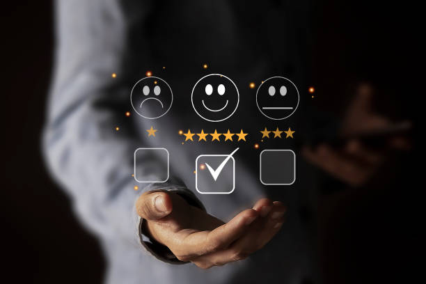 istock Customers rate service provider satisfaction through the application. The service experience in the online application will assess the quality of the service. 2090049238