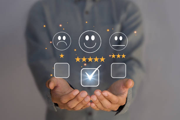 istock Customers rate service provider satisfaction through the application. The service experience in the online application will assess the quality of the service. 2090049259