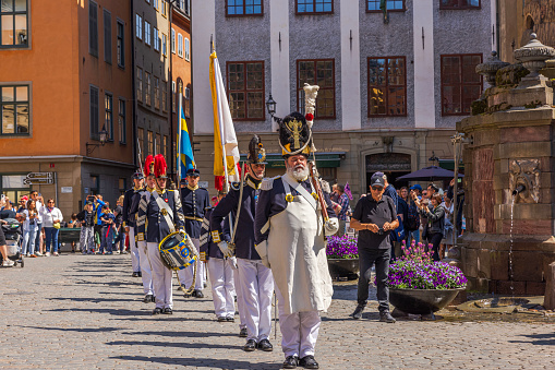 Sweden. Stockholm. 06.06.2023. Beautiful view of ceremony commemorating National Day Parade in Stockholm.