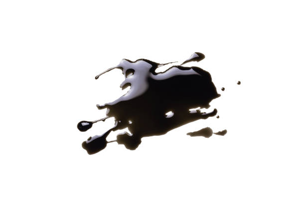istock Drops of old engine oil on white background, clipping path 2090217458
