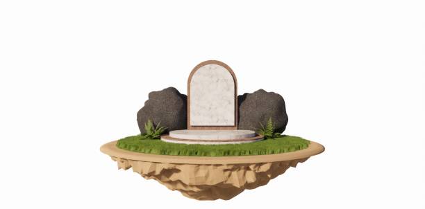 Garden themed floating podium with white background