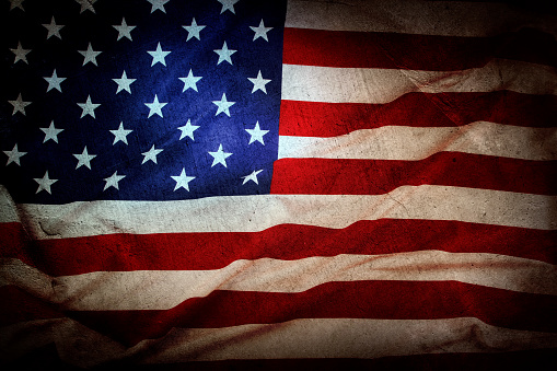 American flag of with faded grunge effect, perfect for backgrounds and design.