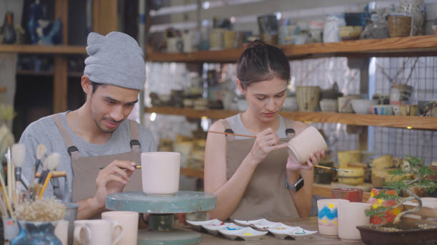 istock Artisans Painting Pottery in Studio, SME Business owner 2090324878