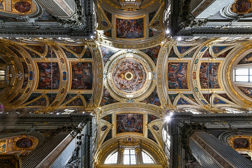 Genoa, Italy - July 30, 2022: View of Jesus Church (Chiesa del Gesu) in the city of Genoa, Italy.