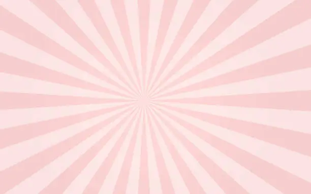 Vector illustration of Sun rays Retro vintage style on pink background, Sunburst Pattern Background. Rays. Comic Banner Vector illustration