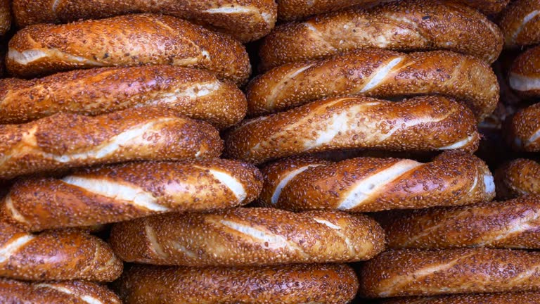 Turkish Bagel Simit selling in a van