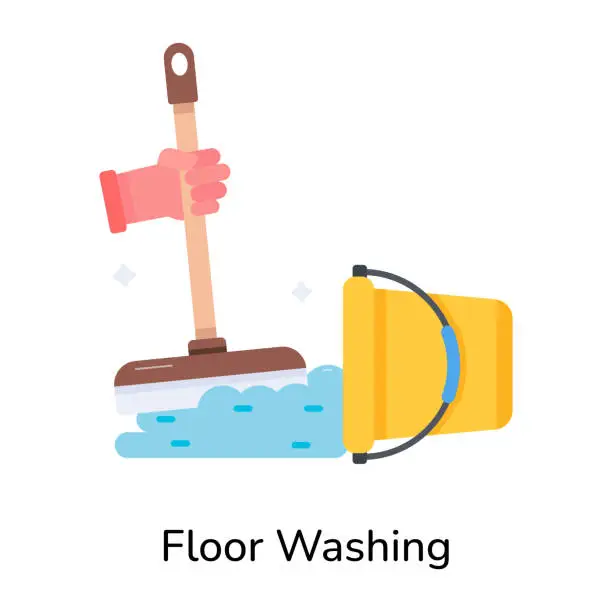 Vector illustration of Floor Washing