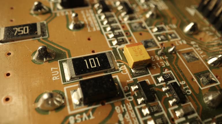 Smooth slow pan of electronic boards and componenets 4K Video