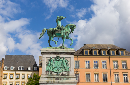 Equestrian statue of William II on the central square of Luxembourg city
